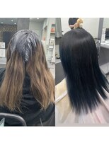 ガルボヘアー 桟橋店(garbo hair)&nbsp;ブルーブラックルーツカラー高知美容院