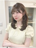 くびれヘアアプリコットオレンジ夏ヘアハイライトカラー 
