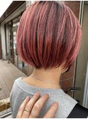 ダークレッド◎ローズブラウンチェリーレッド◎丸みショートボブ