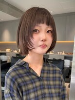 サンクプロジェクト(cinq PROJECT) ハイトーン切りっぱなしショートボブミルクティーグレージュ韓国