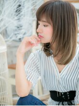モッズヘア 上尾西口店(mod's hair) 斜めバング耳かけナチュラルストレートロブb上尾20代30代40代!