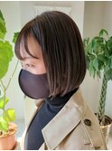 あごライン切りっぱなしボブ/シースルーバング/20代30代