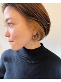 耳かけインナーカラーボブ　ダブルカラーケアブリーチ20代30代