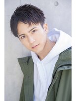 ネイビーカラービジネス×くせ毛風パーマクラウドマッシュ