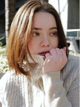 アレンヘアー 松戸店(ALLEN hair) シンプル_大人めワンカールロブ_メルティカラー