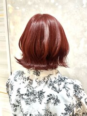 《ゆい》ワインレッド/wカラー/透明感カラー/前髪パーマ