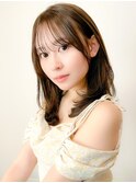 くびれヘアアプリコットオレンジ夏ヘアハイライトカラー