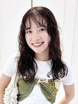 ウェーブパーマ秋色前髪イメチェンくすみベージュ_ba528451