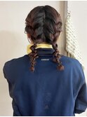 ツイン編み込みアレンジヘア/ロングヘア/簡単アレンジ