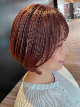 ケーツー心斎橋 クイーンズガーデン バイ ケーツー(K two QUEEN'S GARDEN by K two) 前髪ありショートヘア*ショートボブ*アプリコットオレンジ