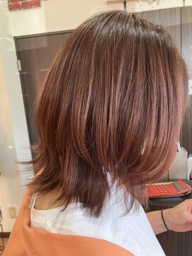 ヘアディレクション ビークス 上並榎店(HAIR DIRECTION BEECX) ミディアムレイヤー×オレンジベージュカラー