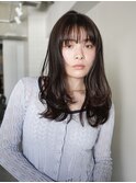 ミディアムロング顔周りレイヤーおくれ毛前髪万代新潟