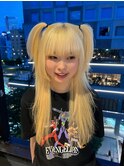 15586ブリーチ＆ダブルカラー渋谷ツインテールホワイトブロンド