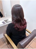 コテ巻きと相性◎グラデーションカラー＋ボルドーピンク