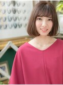 ★斜めバング小顔矯正立体カットくせ毛風ボブ20代30代40代★9