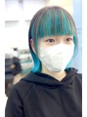 ターコイズデザイン【山口市ブリーチカラー】【山口派手髪】