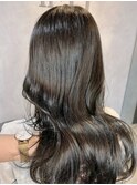 アッシュブラック　髪質改善トリートメント　レイヤーロング