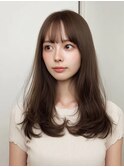 秋色マロンブラウン/モテ髪イメチェン/前髪あり/こなれミディ