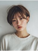 着物ヘア/ダークアッシュ/ミディアムレイヤーカット/大口子安