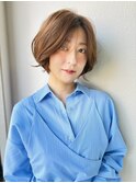 ショートボブパーマ/コテ巻き風/小顔似合わせカットp戸田公園