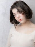 アップバング大人ショートヘアワンレンかきあげボブ30代40代W