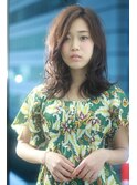モードな３Dカラーのミニマムボブノットヘアonジグザグバング