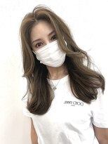 アリュウル 表参道 青山(Allure)&nbsp;カーキグレージュフェザーバング大人かわいいレイヤー【千葉】