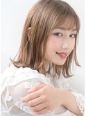 外ハネミディ×オレンジベージュ