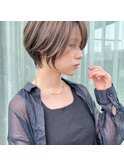 前髪あり耳掛け丸みくびれショートボブ20代30代40代50代(蘭)