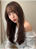 顔周りレイヤーカットグレージュカラーくびれボブベージュカラー