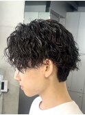 サーフカールセンターパートウルフカット波巻きスパイラルパーマ