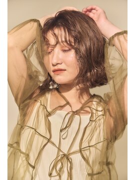 ミディアムパーマ/コテ巻風パーマ/くせ毛風パーマ/大人ボブ