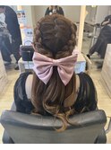 ハーフアップ編み込み