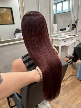 ヘアプレイスソル (HAIR PLACE SoL) ブリーチなしダブルカラー/ワインレッド/ストレートロング