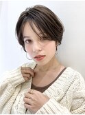 大人ショート 可愛い 前髪なし 耳かけオーガニックカラー