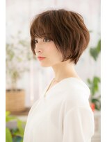大人かわいいフェミニティヴェールカラーくせ毛風Aラインボブc1