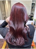 【白石】ブリーチなしカラーチェリーレッド赤髪暖色