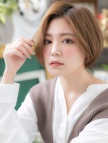 カバーヘア ブリス 北浦和(COVER HAIR bliss)&nbsp;小顔前下がり韓国風ことりベージュ丸みボブc6北浦和20代30代40代