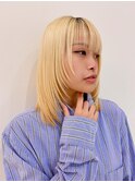 ハイトーンレイヤーボブ×ぱっつん前髪