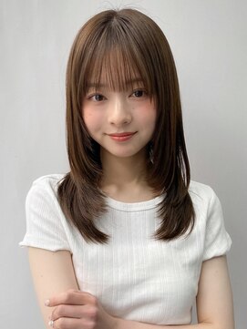 エトラ 渋谷店(etora) 小顔 前髪 レイヤーカット くびれヘア  アプリコットオレンジ"