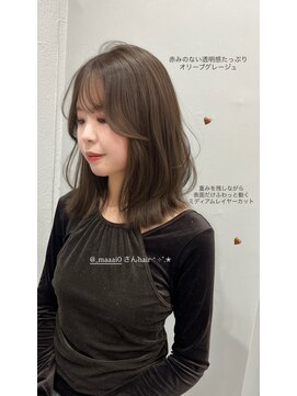 ボタン シブヤ(VOTAN SHIBUYA) オリーブベージュ/レイヤーカット/透明感カラー/韓国ヘア