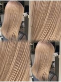 17251髪質改善全頭ブリーチグレーブラウンリタッチミルクティー