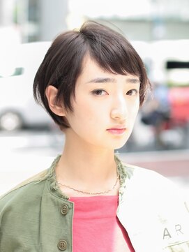 ダブ アオヤマ(DaB AOYAMA) 【DaB】斜めバング暗髪ショート/オン眉