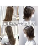 20代30代40代50代小顔ミディアム外ハネボブアッシュ