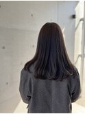 黒髪暗髪寒色系 髪質改善ツヤ髪内巻きストレートロング