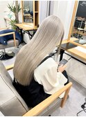 20代30代40代ロングハイトーンモテ髪グレーベージュサイドバング