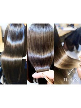 [髪質改善]酸性縮毛矯正で、くせうねり広がりを抑えて艶のある柔らかな髪に。