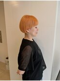 ボブ/ショートボブ/デザインカット/オレンジカラー/