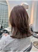 ミディアムレイヤーカット/マロンベージュ/顔周り/前髪/札幌