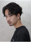 センターパートシャドウパーマスパイラルパーマ大人メンズヘア